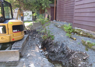 Excavator Trenching beside a house