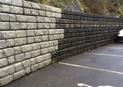 A photo of a Redi-rock Retaining Wall